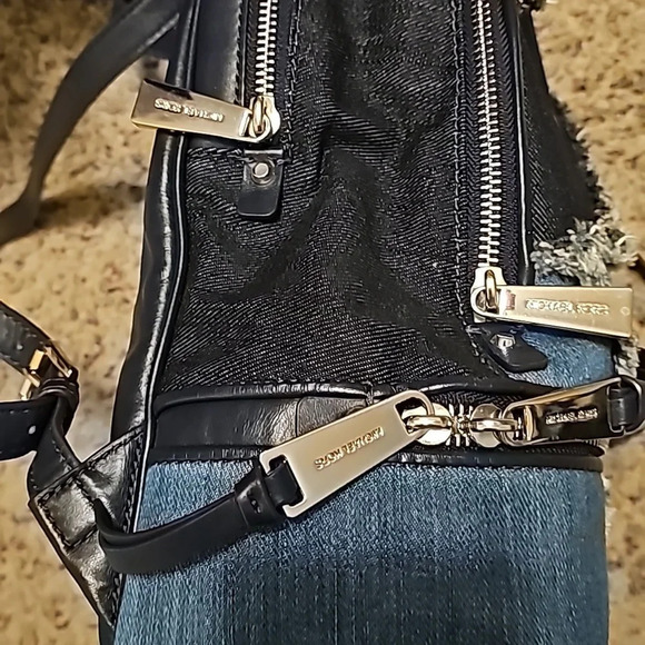 Michael Kors Rhea Medium Frayed Denim Backpack - Picture 3 of 6